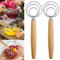 2er Pack Danish Dough Whisk,Bread Whisk with Stainless Steel Dough Hook,Traditional Dutch Whisk,Wooden Dough Mixer Hand Tool & Sourdough Bread Making Tools and Supplies kitchen gadgets (long 24cm)