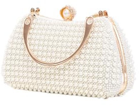 Zweig & Ewigkeit Abendtasche Damen mit Perlen – 2-in-1 Handtasche & Umhängetasche – Elegante Clutch für Hochzeit, Party, Ball & Events – Stilvoll & Vielseitig