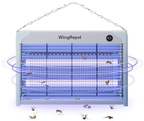 WingRepel 20W Lampe UV Anti Moustique Interieur, 2400V Grille Renforcé Tue Mouche Electrique, Appareil Lumiere Bleue Anti Insectes pour Maison Cuisine Bureau Efficace Portée 80㎡