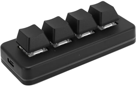 XUMIUZIY 4 Key Programmable Keypad, 4 Key OSU Keypad,Universal Quick Copy Paste, No Drive, Wireless/Bluetooth/Wired USB Dual Mode 4 Point Custom Macro Keyboard RGB Lighting