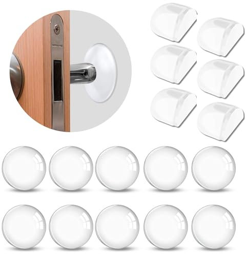 Sheltter Pack 6 Topes para Puertas Suelo Transparentes + 10 Gomas 20x5 mm | Tope de Puerta Adhesivo | Door Stopper | Protector Pared | Retenedor y Sujeta Puertas