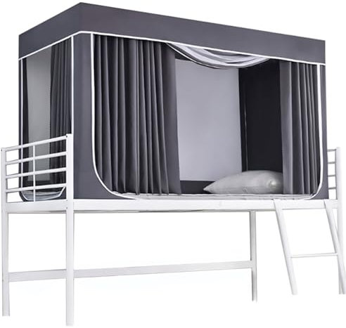 Einzelbett-Zelt, Baldachin mit atmungsaktivem Vorhang für Etagenbett, Privatsphäre, Innenbereich, Traumzelt, Moskitonetz für Erwachsene und Kinder, Schlafzimmer, Dekoration, tragbar und grau, 190 x 90