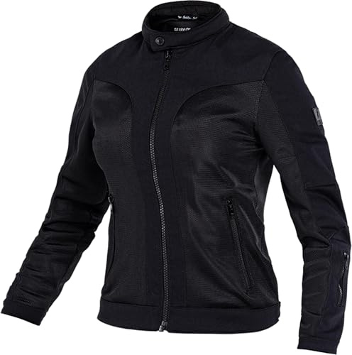 John Doe Aero Mesh perforierte Damen Motorrad Textiljacke, schwarz, L | Atmungsaktiv