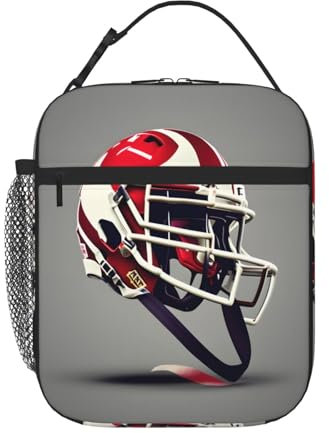 YaWea Lonchera con estampado de fútbol americano para mujeres, hombres y adultos, con bolsillos laterales para el trabajo y la oficina