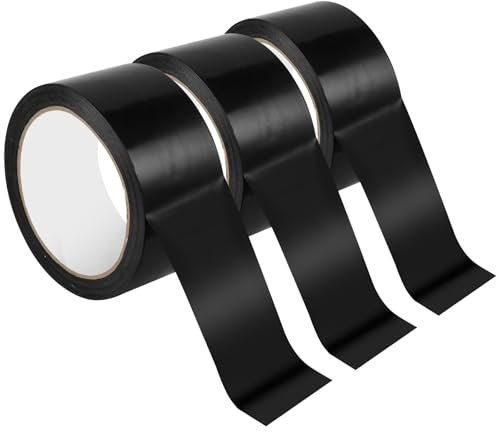 3 Rouleaux Ruban AdhéSif ImperméAble Universel, 5cm×30m Bricolage Heavy Duty Duct Tape, Rubans AdhéSifs en Toile Noir, pour RéParation Scellement Emballage Fixation pour IntéRieur et ExtéRieur
