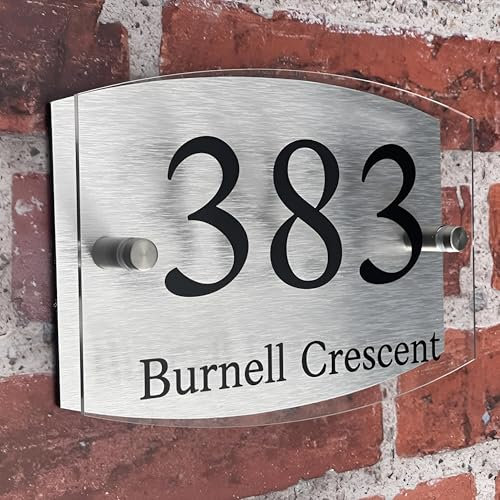 House Numbers Plaques Modern Black Door Plaques For Wall Address House Number Plates for Outside Personalised Front Door Number Perspex Acrylic Door Sign (Classic Font)