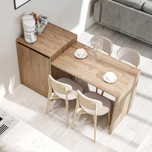 ROOMART Kücheninsel „Milano“ – Küchentisch & Esstisch mit Stauraum, Küchenschrank-Kombination, BHT: 160 x 85 x 60 cm – Modern & platzsparend (Eiche)