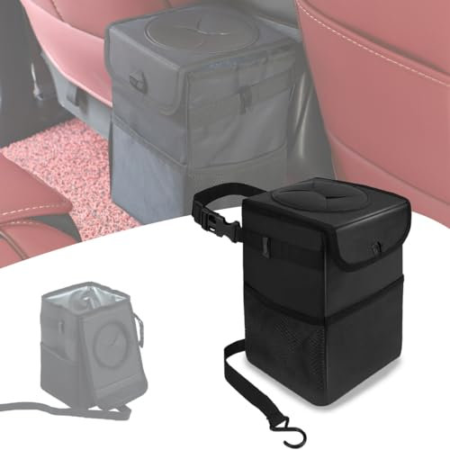 HLTTXS Auto Mülleimer für Skoda Karoq, Wasserdichter Auto Mülleimer, Tragbarer Faltbarer Mülleimer, Große Kapazität