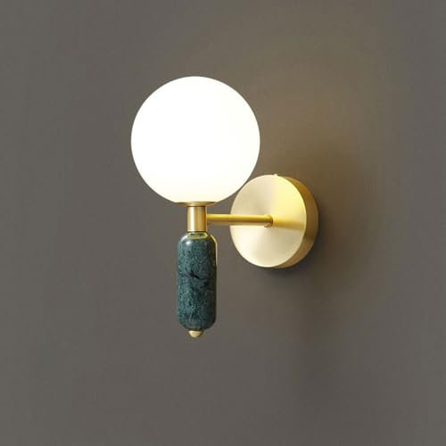 Appliques murales Globe en Verre Lampe de Chevet pour Chambre à Coucher Lampes Simples Marbre Naturel Câblé Décor Salon Bar Restaurant Éclairage - Vert
