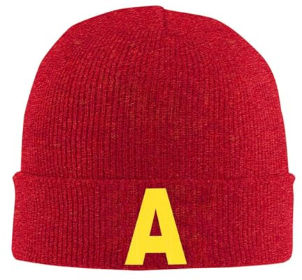 QREUIAJX Männer Frauen Rippen-Strick-Mütze Alvin und die Chipmunks Merch Winter-Warmstrick-Schädelmütze Mütze Strickmütze Mütze mit Strickmütze