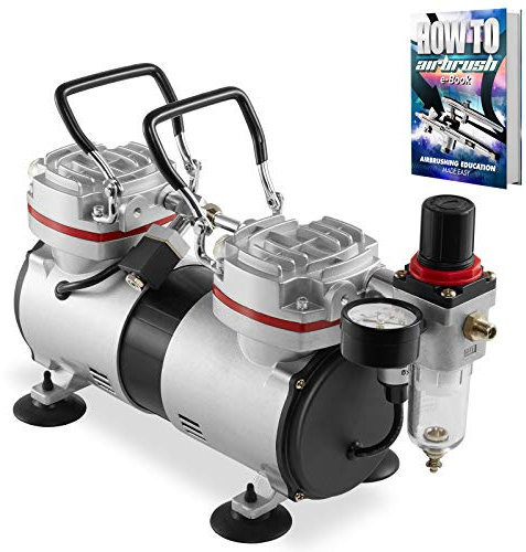 Pro Airbrush Air Compressor Tankless Twin Piston 1/3 HP