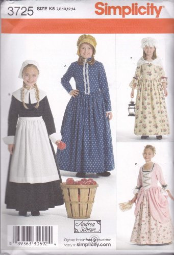 Simplicity 3725Child & Girl Costumes, Paper, White, K5 (7,8,10,12,14)