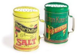 Fox Run Retro 4 tinplated salero y pimentero con mango de metal (lote de 2)