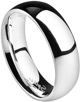 Paula & Fritz® Ring Herren Silber Poliert Titan-IUM Grade 2 Größe 67 (21,3) 6-mm Ring-Breite Partnerring Verlobungsring Kuppel-Ring Damen-Ring Hochglanz