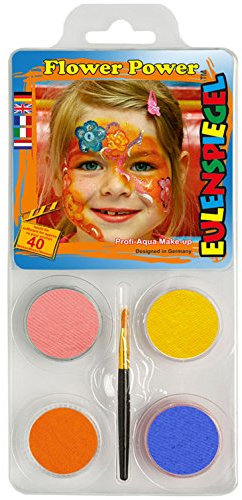 Eulenspiegel 204863 - Schmink-Set Flower-Power, für ca. 40 Masken, Schminkfarben, Karneval, Mottoparty