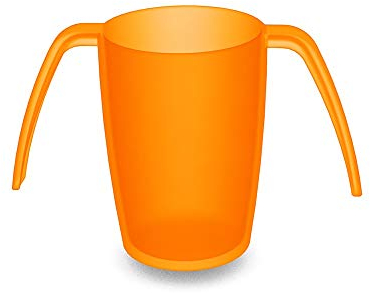 Ornamin 2-Henkel-Becher 220 ml orange (Modell 816) / Spezial-Trinkhilfe, Pflege-Becher, Tremor-Becher, Kunststoffbecher