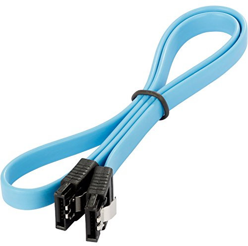 POPPSTAR Cable Sata 3, HDD, Cable de datos SSD, con clip 2 enchufes rectos, hasta 6 GB/s, 0.5m, azul