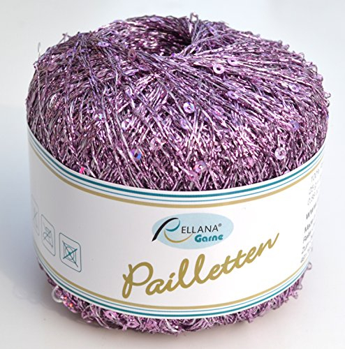 Rellana Pailletten Beilaufgarn, 25 Gramm = 325 Meter, (210 - Flieder)