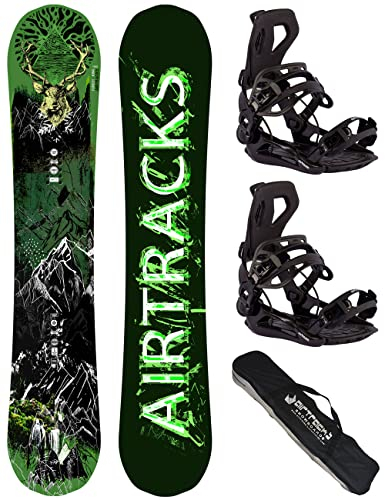 AIRTRACKS Herren Set Board Forest King Carbon Wide Hybrid Rocker 160 - Snowboard Bindung Master L - Sb Bag