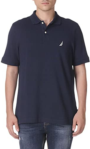 Nautica Men's Short Sleeve Solid Cotton Pique Polo Shirt