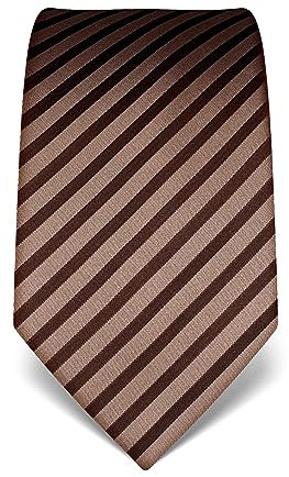 Vincenzo Boretti Herren Krawatte reine Seide gestreift edel Männer-Design zum Hemd mit Anzug für Business Hochzeit 8 cm schmal/breit hellbraun