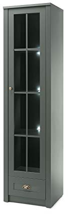 Newfurn Vitrine Vitrinenschrank Holzvitrine II xx cm (BxHxT) II [Gernot.one] in/Dunkelgrün Wohnzimmer Schlafzimmer Esszimmer Flur Diele