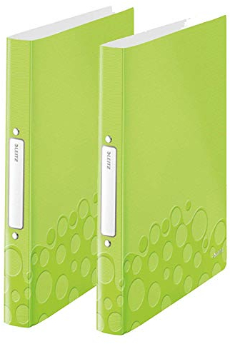 Leitz 42570064 Ringbuch wow, A4, PP, 2 Ringe, 25 mm, grün metallic (2 Ringe | Doppelpack)