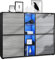 Vladon Highboard Cuba V3, Made in Germany, Schwarz matt/Avola-Anthrazit inkl. LED - Moderne Anrichte mit 12 Fächern (130,5 x 105,5 x 35,5 cm)