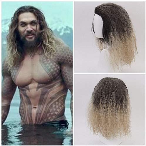 Film Aquaman Cosplay Perücke Curly Poseidon Kunsthaar Comic Rollenspiel Kostüm Perücken Für Männer Arthur Curry QX-372