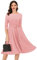 DRESSTELLS Damen Elegant Cocktailkleid Langarm Festliches Partykleid Brautmutterkleid Vintage Retro Kleid Rundausschnitt 3/4 Arm Cocktailkleid mit Gurtel Blush M