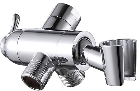 Deviatore per braccio doccia con supporto per doccetta, valvola deviatrice per doccia in ottone G1/2, universale, ricambio per doccia portatile e soffione fisso (cromo lucido)