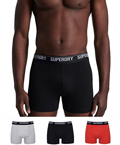 Superdry Boxer Multi Triple Pack, Noir/Orange/Gris, S (Lot de 3) Homme