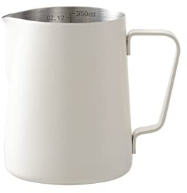 Hoshen Jarra de Acero Inoxidable para Cocinar Al Vapor y Espuma de Leche - Arte Con Leche, Café Expreso, Capuchino - 350 ml, Color Blanco