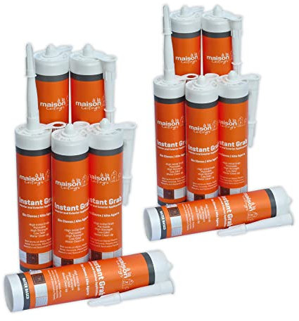 A la Maison Ceilings Instant Grab - Ceiling Tile, Wall Panel and Crown Molding Water Based Adhesive #310 - Pack of 12,White,AX310