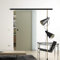 Glas-Schiebetür 650x2050 mm Vollsatiniert Sadora® Slimline-System komplett Laufschiene in Schwarz und Muschelgriffen Schiebetür aus Glas für Innenbereich