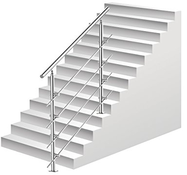 Jiubiaz Geländer 80cm Universal Edelstahl Handlauf Treppengeländer mit 4 Querstreben für Balkon Brüstung Treppen
