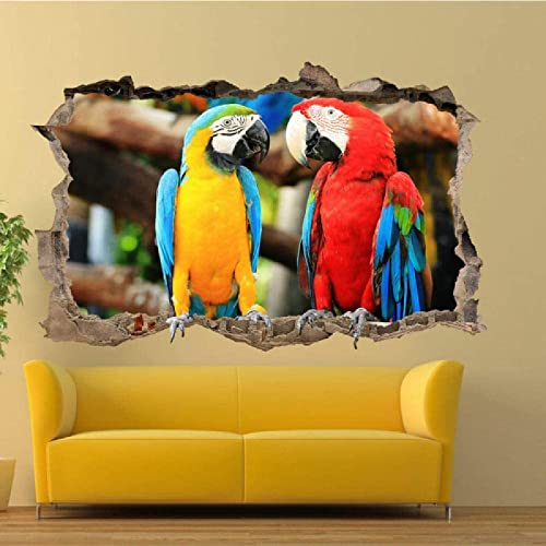 3D Wandtattoo -- Vögel bunte Papageien -- Wandbild Wandsticker selbstklebend Wandmotiv Wohnzimmer Wand Aufkleber 70x110cm
