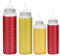 Happybase Lot de 4 bouteilles à presser avec bouchons, 236,8 g, 340,2 g, 453,6 g, 623,7 g en plastique avec mesures pour ketchup, barbecue, sauces, sirop, vinaigrettes