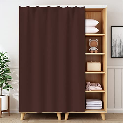 LIVEINU Schrankvorhänge für Küche, Kleiderschrank, Badezimmer, Staubdichter Vorhang für Regale, Wandpaneele, hängende Tür, Japanische Noren, Klettband Selbstklebend 100x200cm Braun