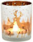 Windlicht Tannenbaum Glas | Teelichtglas Weihnachten Winter | Hirsch Teelichthalter (Hirsche weiß)