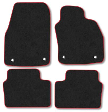 Vauxhall Astra (2004-2010) Carpet Car Mats | Red Edge Trim Tailored Fit Floor Mats Full Coverage Protection Accessories Easy Clean Anti Slip Made in the UK