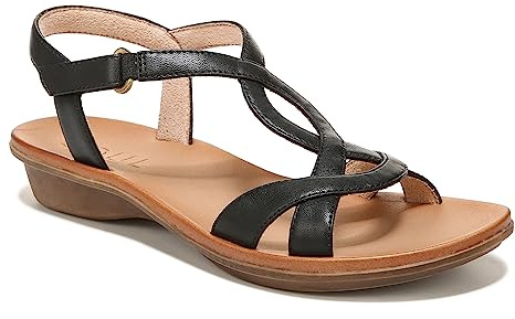 Naturalizer SOUL Womens Solo Strappy Flat Memory Foam Casual Sandals,Black,11M