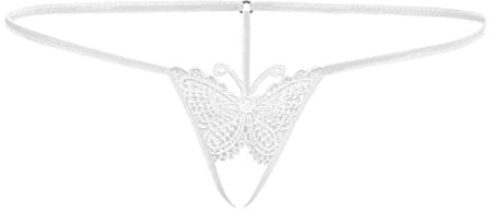 Sohimary 482 Mujer Mini String Tanga Abierto Mariposa XS S M 34 36 38 40 Blanco