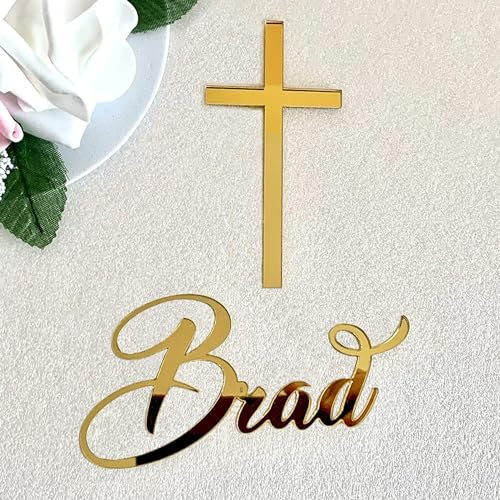 Nombre personalizados y cruz cortado con láser, Decoración de pasteles, Adorno de Pastel, Regalo de Primera comunión, Bautismo cristiano, Mi Bautizo, Dios te bendiga, God Bless, Topper de la torta
