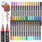 Shuttle Art Marqueur Acrylique Métallique, 28 Feutres Acryliques Métallique à Double Pointe (Pinceau & Fine), Marqueur Peinture Acrylique pour Céramique Toile Plastique Calligraphie Bricolage