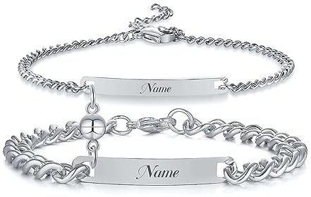XUANPAI Personalisierte Partnerarmbänder - Graviertes Paar Armband für Familie und Paare