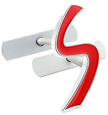 AUTOZOCO S-Abzeichen für den Kühlergrill, S-Emblem für den Kühlergrill, S-Design, kompatibel mit Mini Cooper S, R56, R53, F56, R50, R52, R57, Metalllegierung, Maße 6 x 5 cm, Rot und Silber