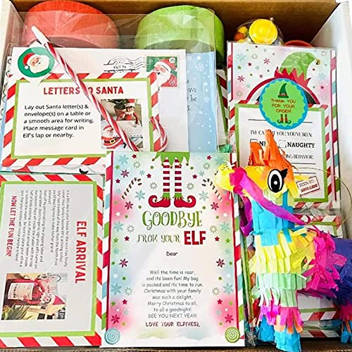 MezHi 2024 Elf Kit Christmas 12/24 Days, Elf Advent 2024, Elf Kit 12/24 Days Christmas, Elf Props on Shelf, Elf Door Accessories Box 12/24, Christmas Countdown Gifts for Kids and Teens