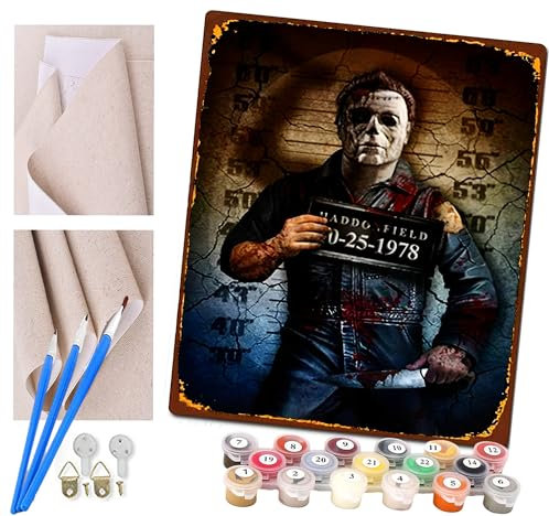 Peinture par Numéro Adultes films d'horreur d'Halloween avec Pinceaux et Acryliques Bricolage Peintures Kits pour Enfants Seniors Débutant, pour la Décoration Intérieure Maison