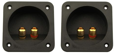 Jopto 2PCS 2-Way Speaker Terminal Box DIY Home Car Stereo Binding Post Square Spring Cup Connector Acoustic Component Subwoofer Plugs Professional Speaker Junction Board Back Panel Universal Block